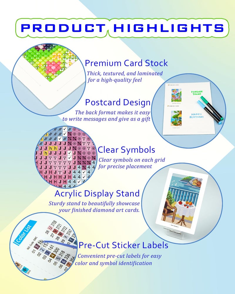 Forever young Foreveryoung Minigem Small Diamond Art Kits for Beginners, 12Pcs Resin Square Drill Diamond Painting Kits for Adults, 2-Hour Postcard-Style Mini Diamond Art 5x7 Inch â€“ 2 Sets: Sea Echo & Dream Journey - Image 5