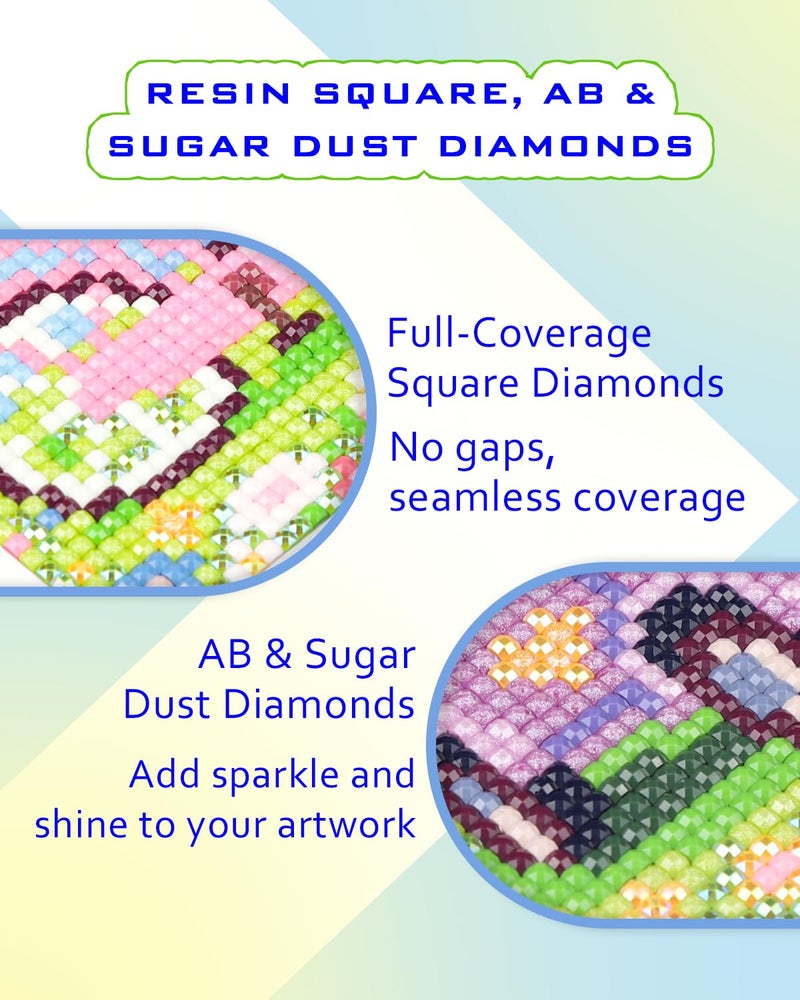 Forever young Foreveryoung Minigem Small Diamond Art Kits for Beginners, 12Pcs Resin Square Drill Diamond Painting Kits for Adults, 2-Hour Postcard-Style Mini Diamond Art 5x7 Inch â€“ 2 Sets: Sea Echo & Dream Journey - Image 4