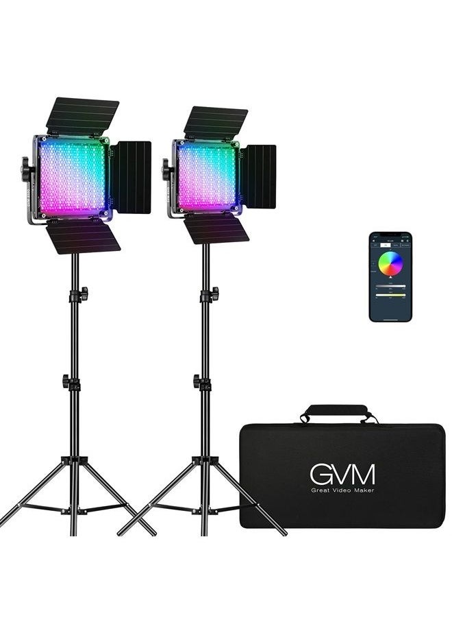 GVM Great Video Maker GVM RGB Video Lighting, Bi-Color Led Video Light Kit with APP Control, 2 Packs 850D Photography Lighting Kit CRI 97+ for Web Conference, YouTube, Gaming, Zoom, Aluminum Alloy Shell  - Image 1
