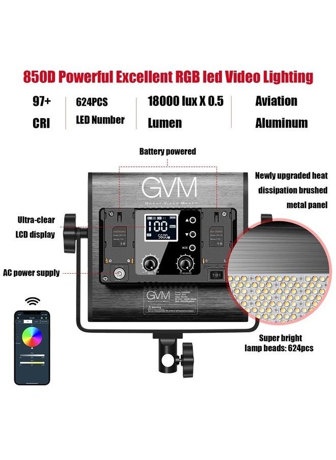 GVM RGB Video Lighting, Bi-Color Led Video Light Kit with APP Control, 2 Packs 850D Photography Lighting Kit CRI 97+ for Web Conference, YouTube, Gaming, Zoom, Aluminum Alloy Shell - pzsku/ZF184FAF658838A2C05E7Z/45/_/1684058129/be0a971f-6463-47fd-8388-d71ed8f46cfa