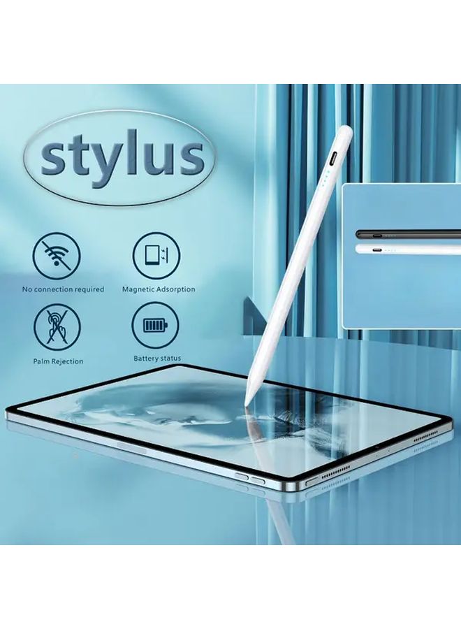 قلم ذكي سعوي أبيض (قطعة واحدة) ذو شحن سريع ودقة عالية وكتابة سلسة لأجهزة iPad والأجهزة اللوحية والهواتف - Image 2
