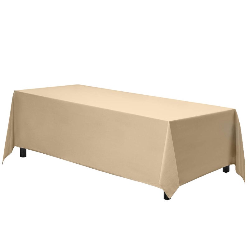 Gee Di Moda Rectangle Tablecloth 90 x 156 Inch Beige Table Cloth for 8 Foot Tables with FloorLength Drop Heavy Duty Washable Fabric for Holiday Party Dinner Weddings Baby Shower