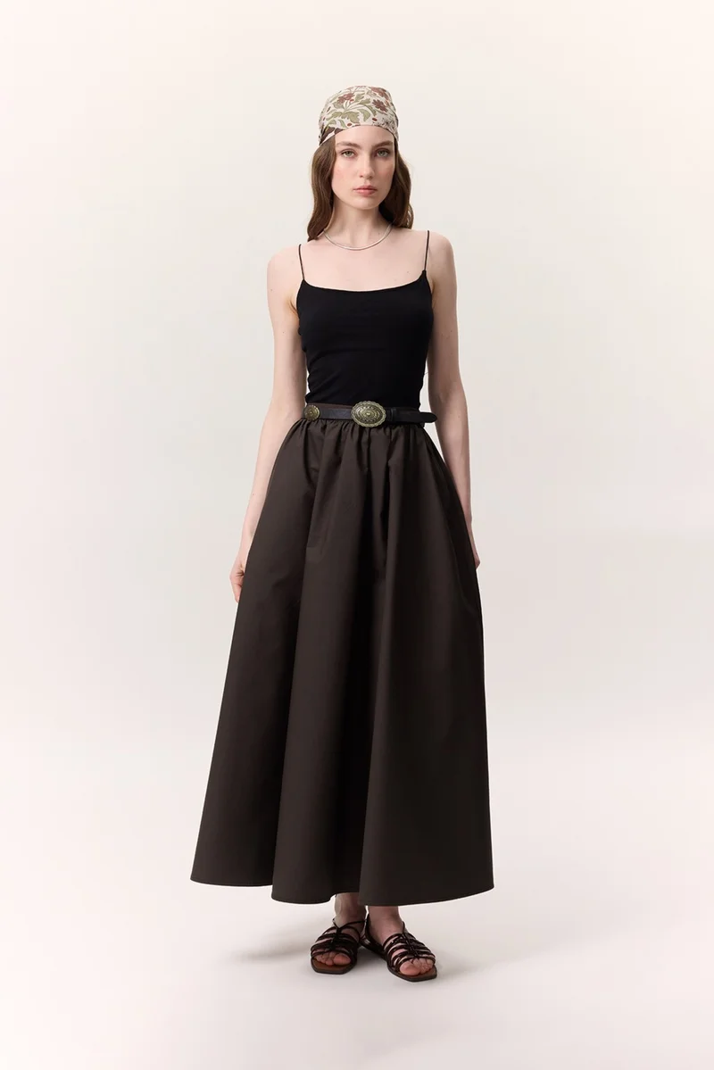 Manuka Flounce Premium Skirt Khaki