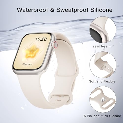 SuperNaNa Sport Silicone Band Compatible with Apple Watch Bands 40mm 38mm 41mm 44mm 45mm 42mm 49mm Women Men,Soft Wristband Waterproof Replacement Sport Strap for iWatch Bands Series 9 8 7 6 5 4 3 2 1 SE Ultra - Image 3
