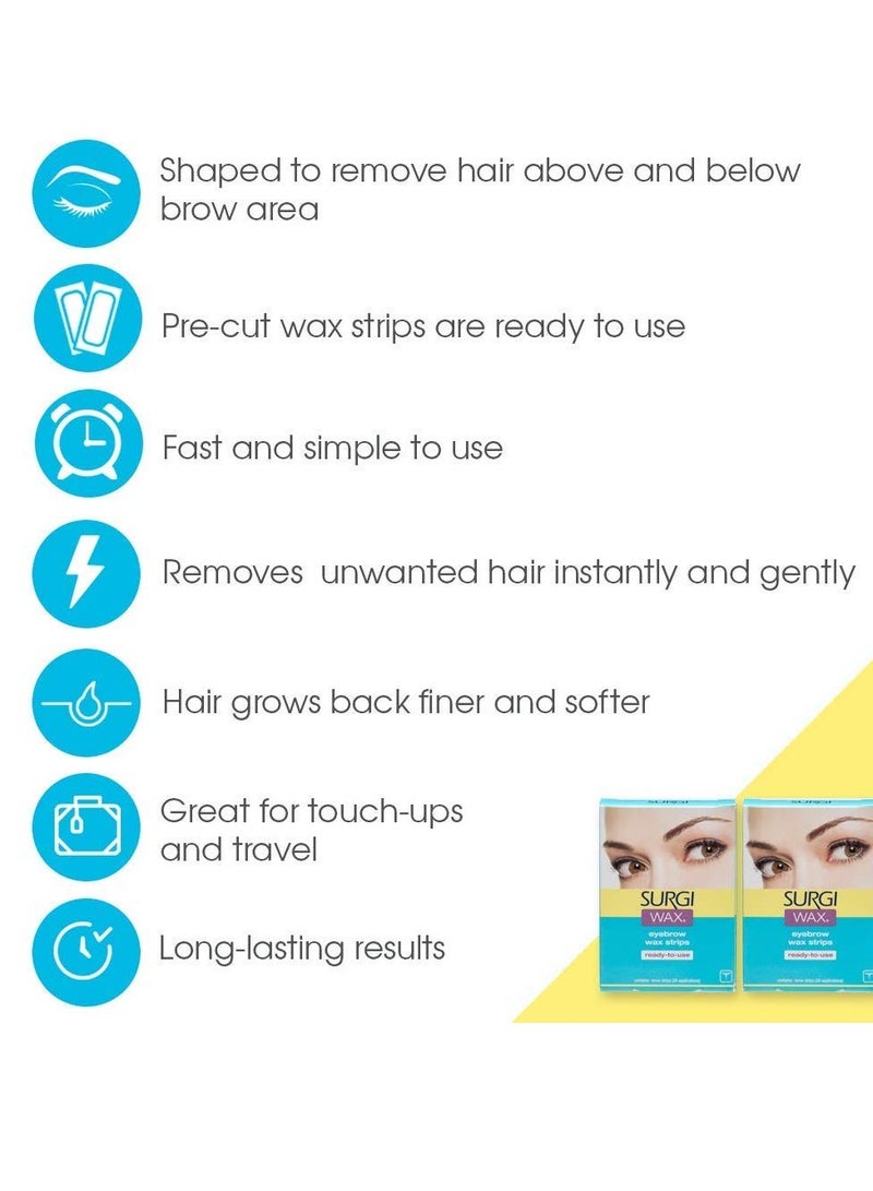 Surgi Surgi Wax Eyebrow Ready To Use Wax Strips 28 Strips, 2 Pack - Image 3