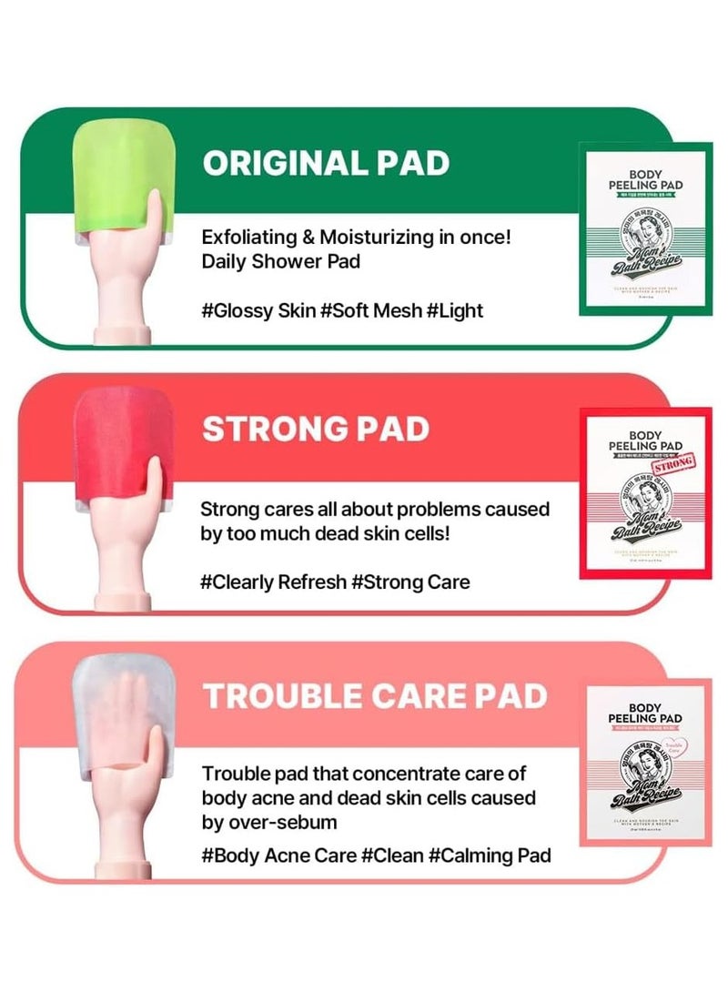 وصفة حمام الأمهات ٨ قطع من وسادات تقشير الجسم الكورية القوية – مقشر للجسم مكثف مع قفازات لوفة تحتوي على الأعشاب البحرية والبيوتيك – قفازات استحمام ورغوة للجسم لتقشير الجلد الميت، والقشعريرة، والجلد الخشن - Image 5