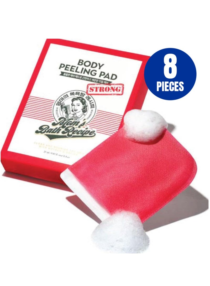 وصفة حمام الأمهات ٨ قطع من وسادات تقشير الجسم الكورية القوية – مقشر للجسم مكثف مع قفازات لوفة تحتوي على الأعشاب البحرية والبيوتيك – قفازات استحمام ورغوة للجسم لتقشير الجلد الميت، والقشعريرة، والجلد الخشن - Image 1
