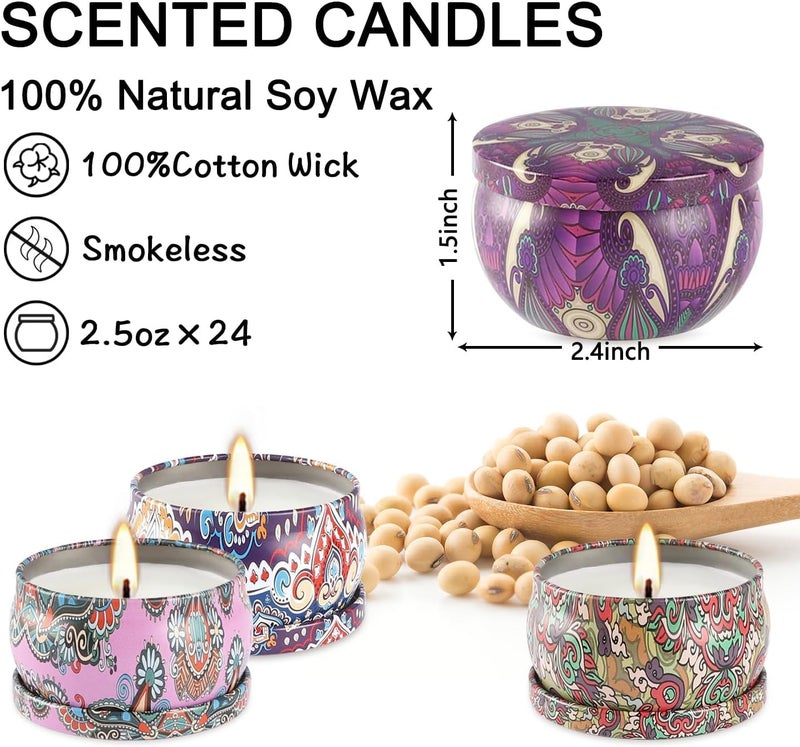 Howemon 24 Pack Scented Candles Set for Home, Relaxing Stress Relief, Aromatherapy - Natural Soy Wax and Fragrance - Gifts for Women, Mom, Best Friend, Wife, Birthday - Image 4
