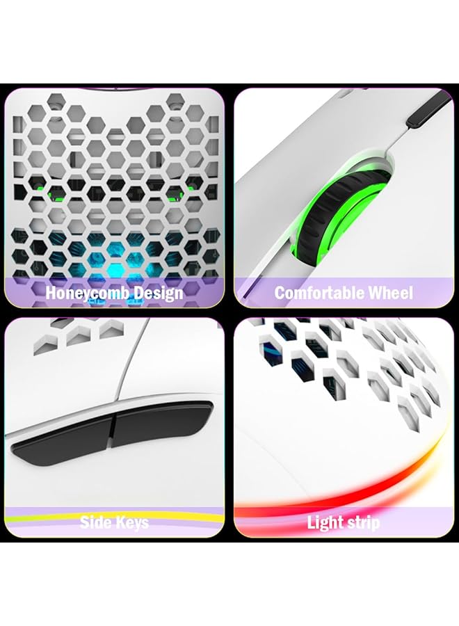 Wired Gaming Mouse Honeycomb Hollow Design Ergonomic Lightweight Usb Wired Mouse With Backlight 6 Buttons 6 Speed Adjustable Dpi Computer Mouse Rgb Gaming Mouse For Mac Laptop Computer Pc - Image 5