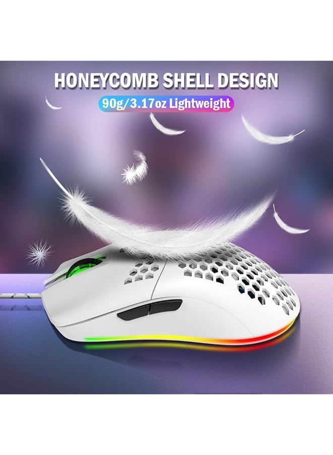 Wired Gaming Mouse Honeycomb Hollow Design Ergonomic Lightweight Usb Wired Mouse With Backlight 6 Buttons 6 Speed Adjustable Dpi Computer Mouse Rgb Gaming Mouse For Mac Laptop Computer Pc - Image 2