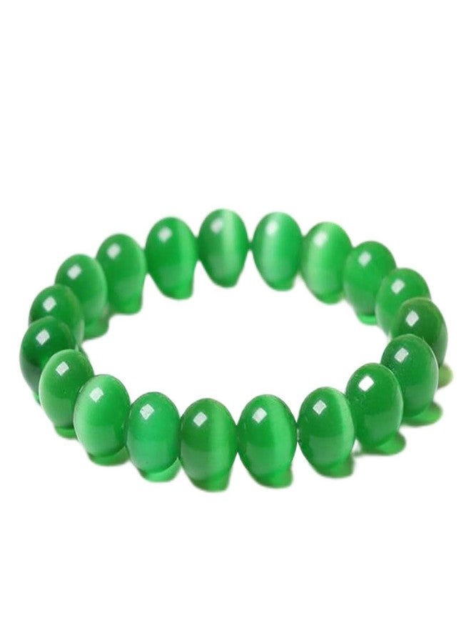 سوبيربليس سوار من حجر عين القط من Suoirblss، سوار مطاطي مزين بخرز من الأحجار الكريمة الكريستالية، أساور يوغا مزينة بخرز دائري للنساء والرجال (أخضر، قطر 12 مم)