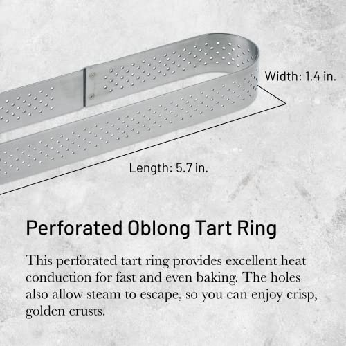 de Buyer Perforated Oblong Tart Ring - 5.7” x 1.4” - Perfect for Baking Beautifully Crisp Tarts - Easy to Use & Clean - Made in France - Image 2