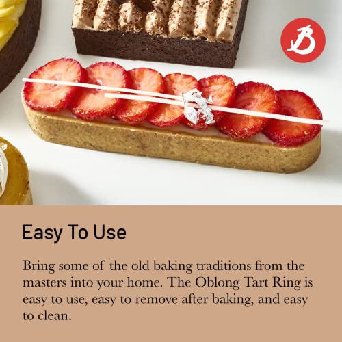 de Buyer Perforated Oblong Tart Ring - 5.7” x 1.4” - Perfect for Baking Beautifully Crisp Tarts - Easy to Use & Clean - Made in France - Image 4