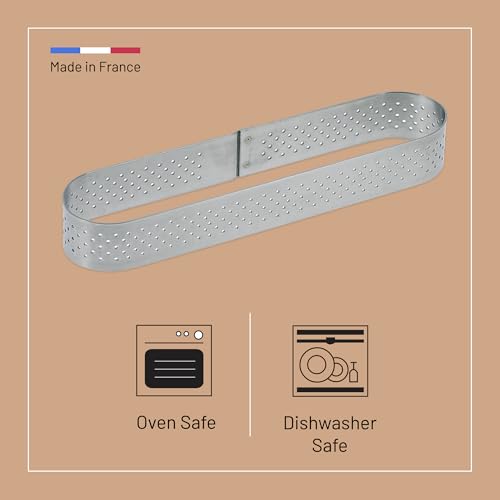 de Buyer Perforated Oblong Tart Ring - 5.7” x 1.4” - Perfect for Baking Beautifully Crisp Tarts - Easy to Use & Clean - Made in France - Image 3