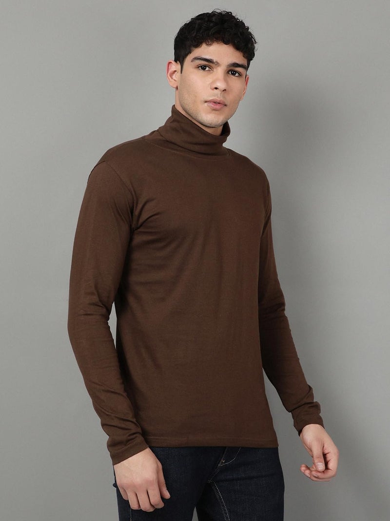 KRYPTIC Men’s Winter Wear Solid Turtleneck T-Shirt - Comfortable Cotton Full Sleeve Casual Top - Image 4