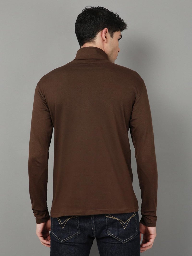 KRYPTIC Men’s Winter Wear Solid Turtleneck T-Shirt - Comfortable Cotton Full Sleeve Casual Top - Image 2