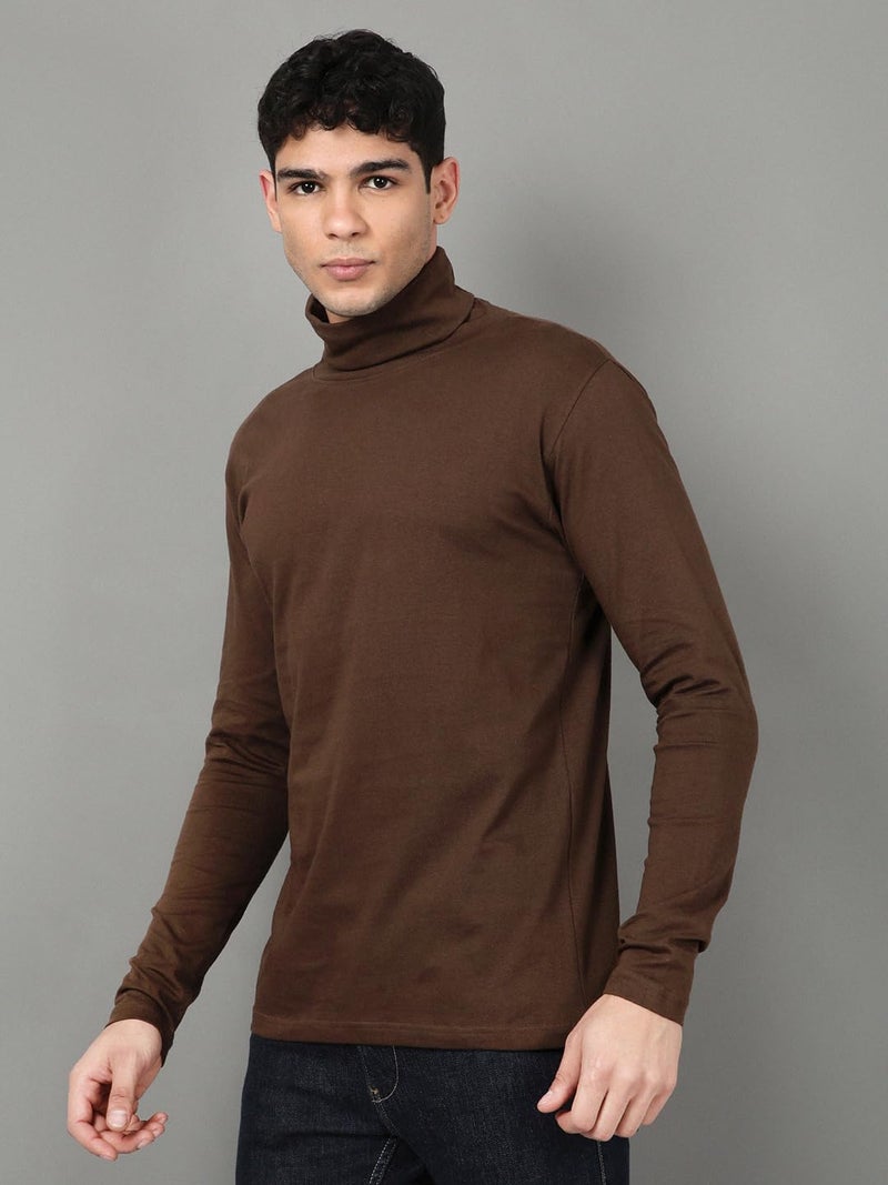 KRYPTIC Men’s Winter Wear Solid Turtleneck T-Shirt - Comfortable Cotton Full Sleeve Casual Top - Image 3