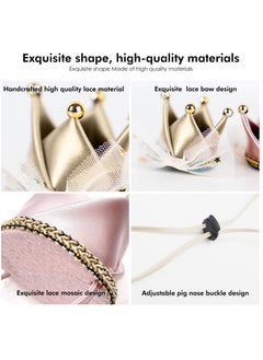 KASTWAVE Baby Photography Headband Props, Princess Tiara Crown Birthday Hat for Baby Girl Infant Toddler Bow Crown Tiara Headband Wedding Prom Party Hat for Women(Gold, Pink)  - Image 3
