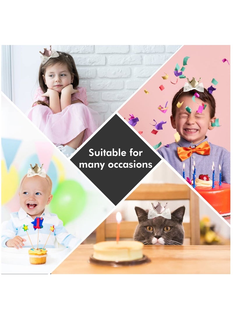 KASTWAVE دعامات عصابة رأس لتصوير الأطفال، قبعة عيد ميلاد على شكل تاج الأميرة لطفلة رضيعة، قبعة على شكل تاج على شكل فيونكة لحفلات الزفاف وحفلات التخرج للنساء (ذهبي، وردي)  - Image 5