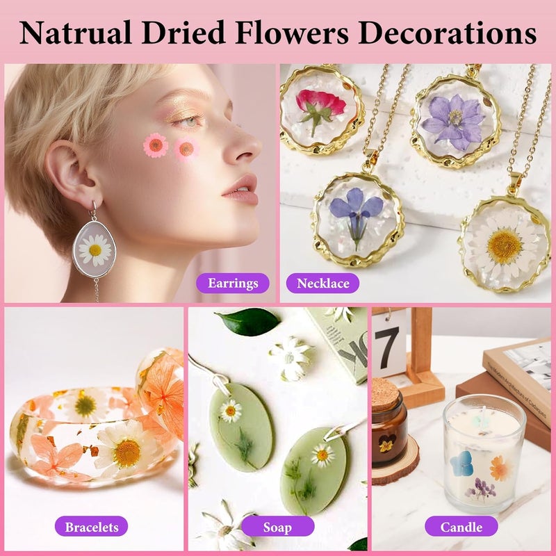 NESCCI 35 Pcs Dried Pressed Flowers for Resin,Real Nature Dried Flowers for Crafts Bulk Dry Flowers Leaves Kit Used for Resin Molds Scrapbooking DIY Art Crafts Candle Soap Making Nails Décor - Image 4