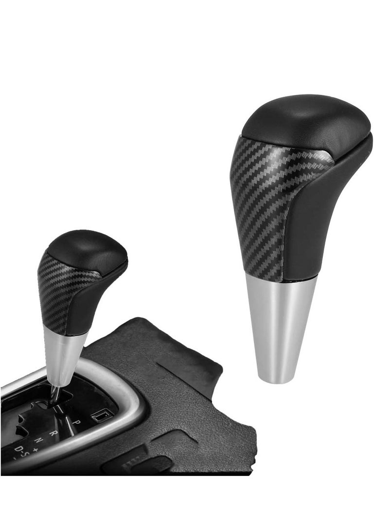 Automatic Gear Shift Knob Black Faux Leather with Carbon Fiber Design for Toyota and Lexus - Image 1