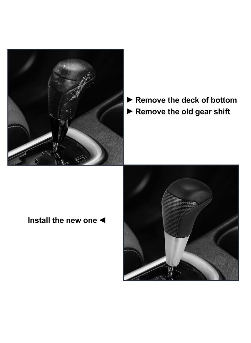 Automatic Gear Shift Knob Black Faux Leather with Carbon Fiber Design for Toyota and Lexus - Image 4