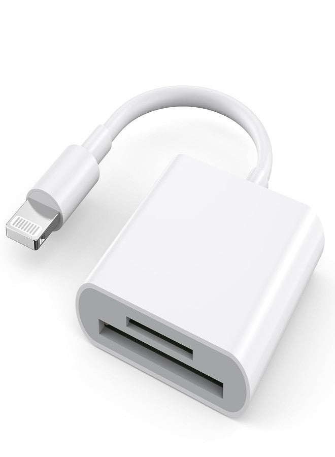 esbeecables Sd Card Reader for iPhone iPad Camera,[Apple MFi Certified] Dual Slot Lightning to SD/TF Card Camera Memory Card Reader Adapter for iPhone 14/13/12/11/X/XS/XR/8/7 iPad,Quickly Transfer Photos Videos - Image 1