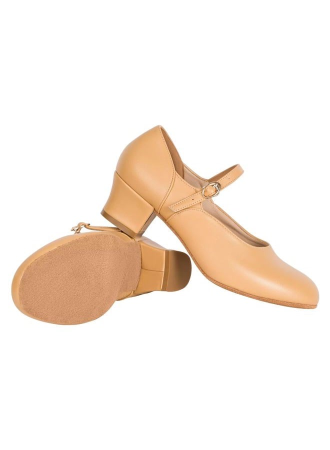 ARCLIBER Brown Character Shoes for Women Suede Sole Low Heel Cuban Heel Dance Shoes Ankle Strap Dancing Shoes-6US - Image 3