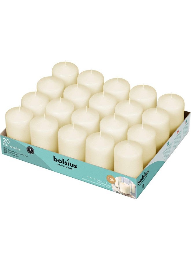 Bolsius Ivory Pillar Candles - 2x3 Inches - 20 Pack Unscented - Premium European Quality - Dripless, Smokeless, and Clean Burning Household Candles - Perfect for Wedding, Party, Dinner, And Home Décor - Image 1