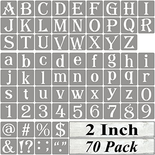 2 Inch Alphabet Letter Stencils for Painting  70 Pack Letter and Number Stencil Templates with Signs for Painting on Wood Reusable Alphabet and Numbers Stencils for Chalkboard Wood Signs  Wall Art
