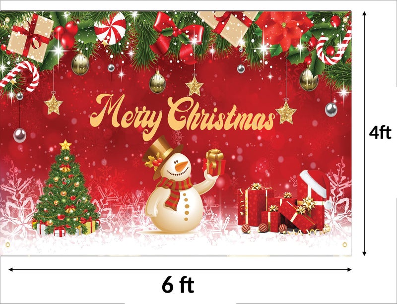 Theme My Party لافتة خلفية لعيد الميلاد من ثيم ماي بارتي لتزيين عيد الميلاد في المنزل (7 قدم * 5 قدم) - Image 4