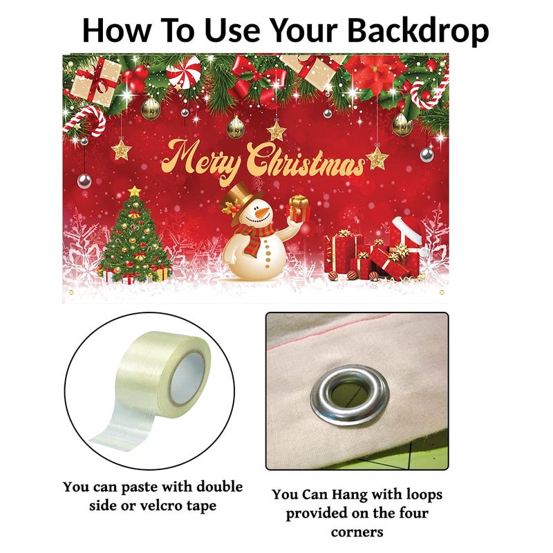Theme My Party لافتة خلفية لعيد الميلاد من ثيم ماي بارتي لتزيين عيد الميلاد في المنزل (7 قدم * 5 قدم) - Image 2