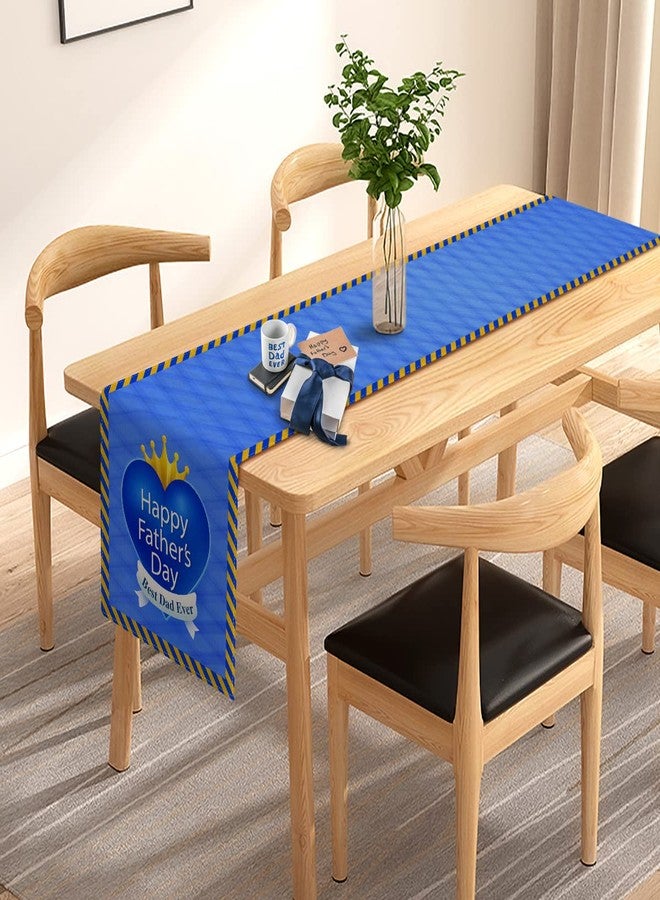 Pudodo Happy Father's Day Table Runner Best Dad Ever Tablecloth Blue Stripes Fireplace Kitchen Dining Room Home Decoration (13" x 72") - Image 3