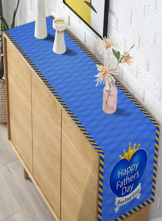 Pudodo Happy Father's Day Table Runner Best Dad Ever Tablecloth Blue Stripes Fireplace Kitchen Dining Room Home Decoration (13" x 72") - Image 4