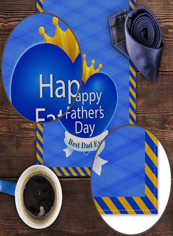Pudodo Happy Father's Day Table Runner Best Dad Ever Tablecloth Blue Stripes Fireplace Kitchen Dining Room Home Decoration (13" x 72") - Image 5