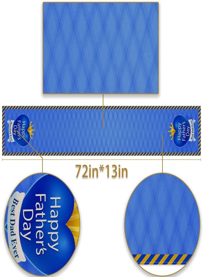 Pudodo Happy Father's Day Table Runner Best Dad Ever Tablecloth Blue Stripes Fireplace Kitchen Dining Room Home Decoration (13" x 72") - Image 2