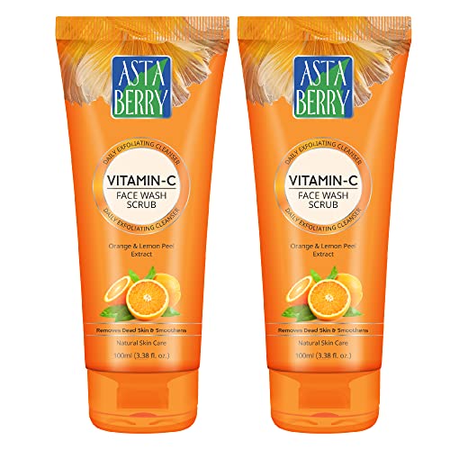 Astaberry Vitamin C Face Wash Scrub for Glowing Skin- With Vitamin C | Neem & Orange Peel Extract | Skin Illumination & Exfoliating - (Pack of 2 (100ml X 2)) - Image 1