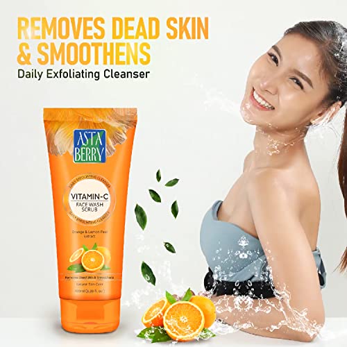 Astaberry Vitamin C Face Wash Scrub for Glowing Skin- With Vitamin C | Neem & Orange Peel Extract | Skin Illumination & Exfoliating - (Pack of 2 (100ml X 2)) - Image 4