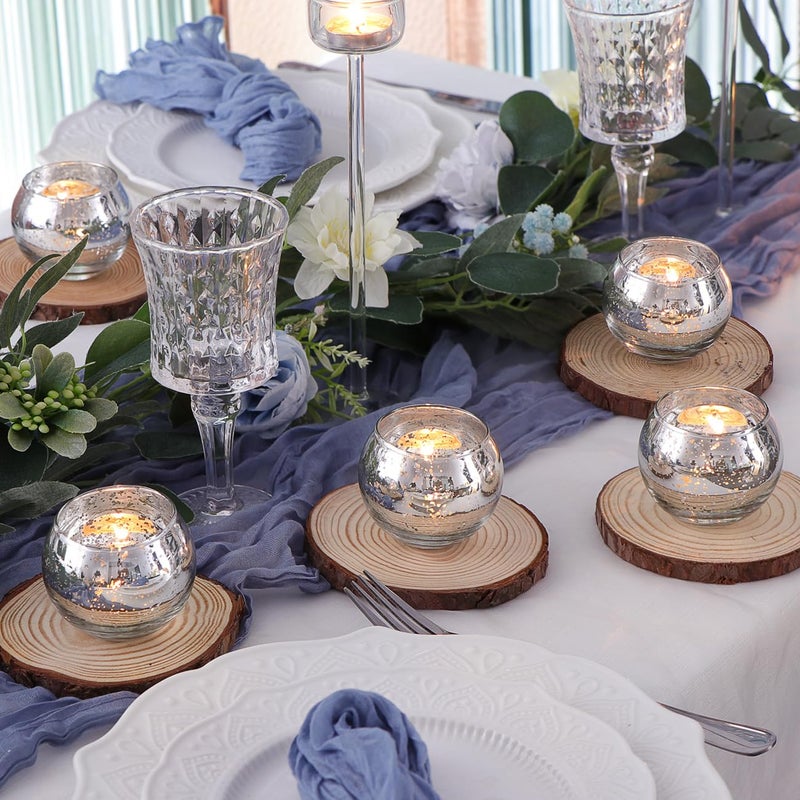 LAMORGIFT Silver Votive Candle Holders Set of 12 - Mercury Glass Votives Candle Holder - Christmas Tealight Candle Holder for Home Decor and Weddings/Parties Table Centerpieces - Image 4