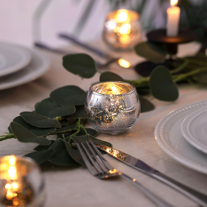 LAMORGIFT Silver Votive Candle Holders Set of 12 - Mercury Glass Votives Candle Holder - Christmas Tealight Candle Holder for Home Decor and Weddings/Parties Table Centerpieces - Image 3