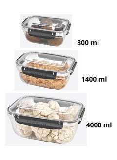 dunya Plastic Food Container 3 Pcs Set 0.8-1.4-4 Liter  - Image 2