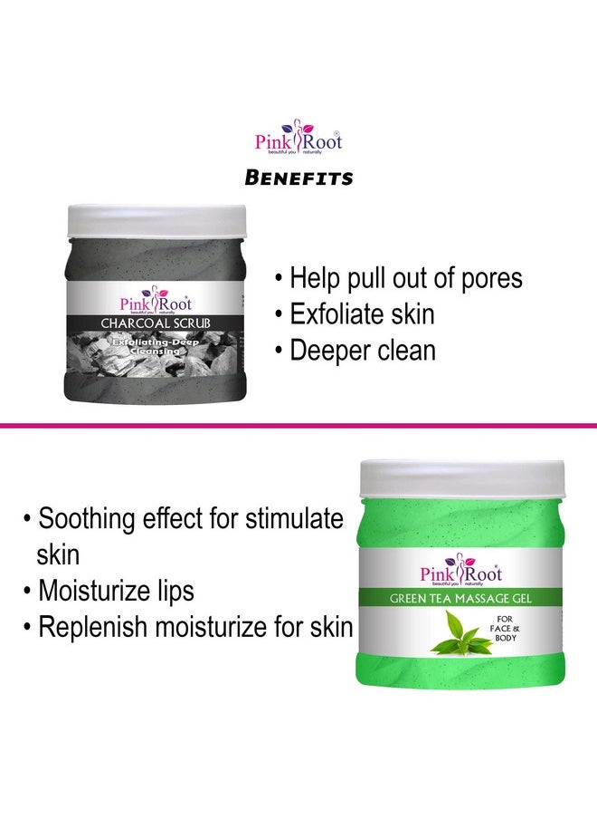 Pink Root Pink Root Green Tea Massage Gel 500ml with Charcoal Scrub 500ml  - Image 5