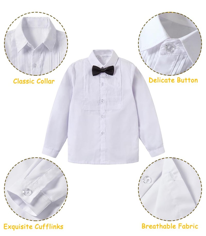 SaiLiiny Toddler Suits for Boys Wedding Suit Dress Shirt Navy Blue Vest and Pants Sets for Boy with Bow Tie Size 5 - Image 5