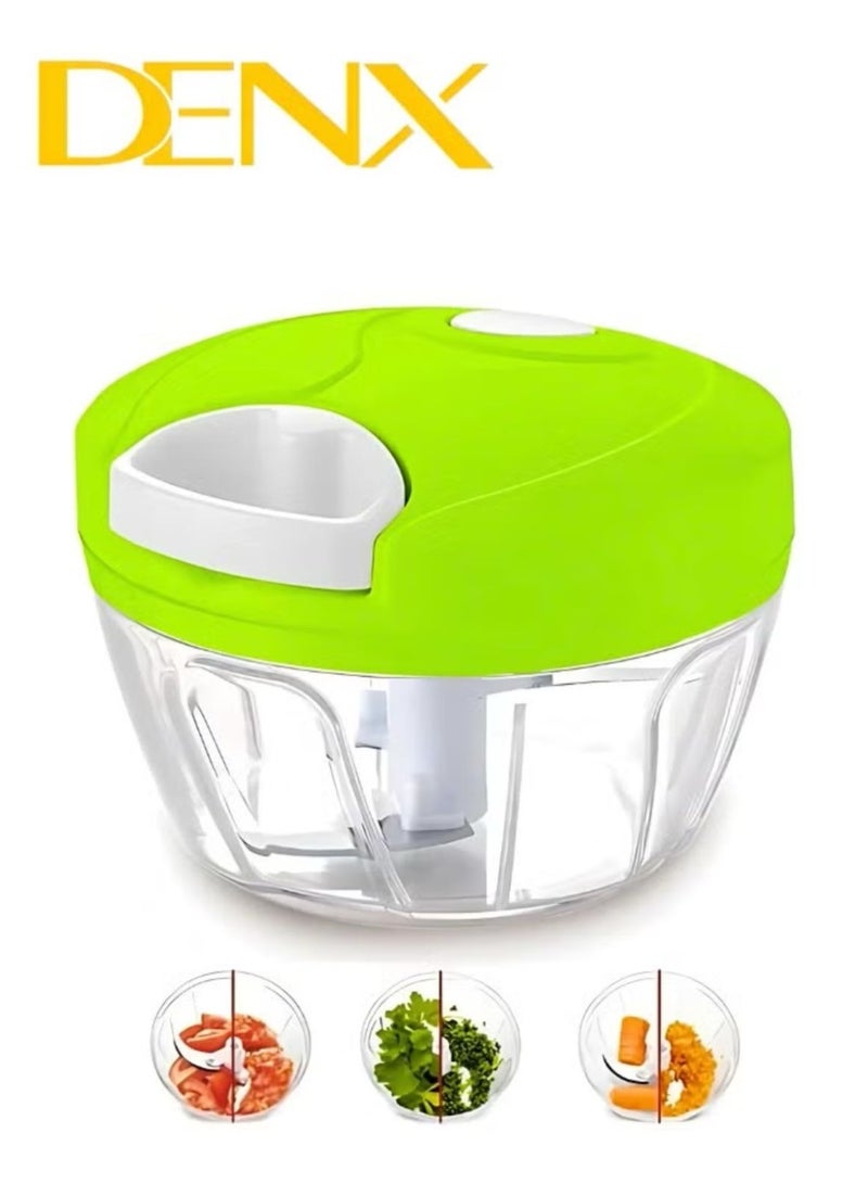 Denx Manual Food Chopper And Cutter With A Pull Cord For Chopping Onions, Garlic, And Vegetables, Multicolour - Image 3