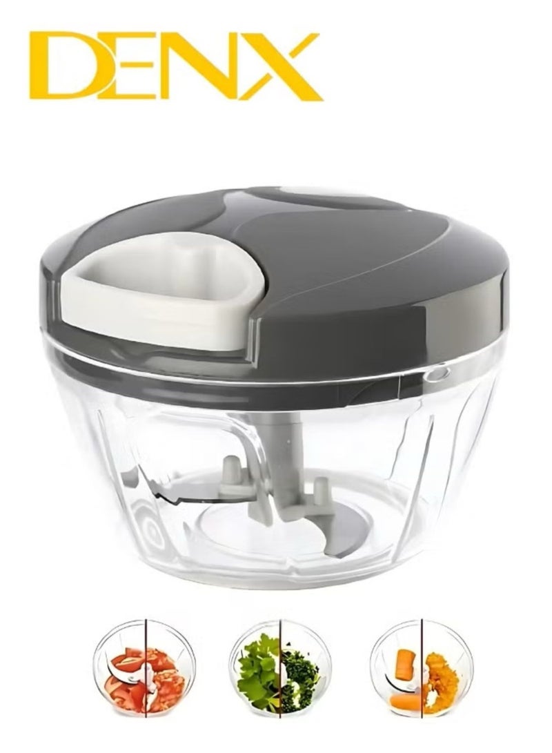 Denx Manual Food Chopper And Cutter With A Pull Cord For Chopping Onions, Garlic, And Vegetables, Multicolour - Image 1