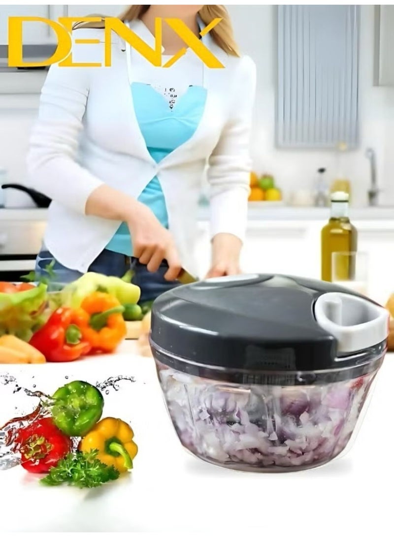 Denx Manual Food Chopper And Cutter With A Pull Cord For Chopping Onions, Garlic, And Vegetables, Multicolour - Image 5