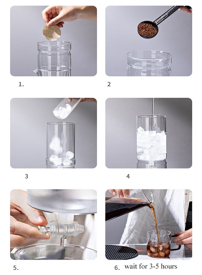 HOMESTAR Cold Brew Coffee Maker, 600ml Portable Cold Brew Coffee Maker, Glass Coffee Pot Ice Drip Pot for Cold Drinking Tea Cold Brew Coffee - Image 5