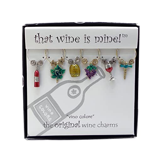 Wine Things سحر النبيذ الملون من واين ثينغز، علامات زجاج النبيذ من سبيكة الزنك للأكواب ذات الساق، محددات المشروبات للحفلات، والتذوق، والترفيه، متعددة الألوان، مجموعة من 6 - Image 2