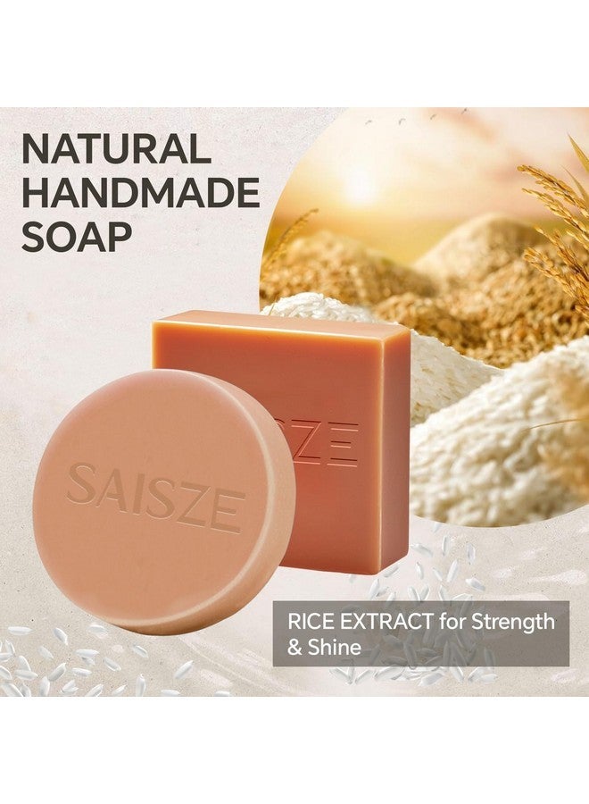 SAISZE Rice Water Shampoo Bar and Conditioner Set for Hair Soft and Strengthening, 2 Bars - Image 2