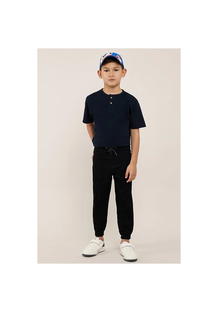 أر أند بي Solid Jogger Jeans with Drawstring Waist